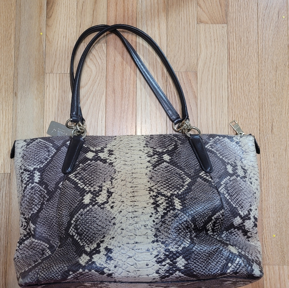 Authentic Coach Ava Python Embossed Leather Tote - Picture 2 of 5